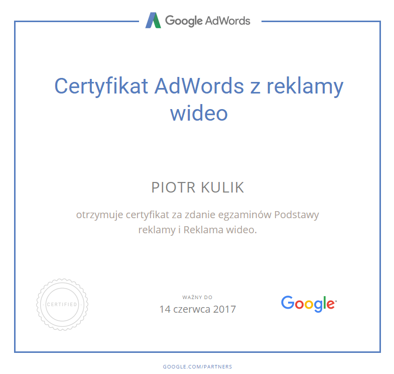 Google Ads certification for video advertising