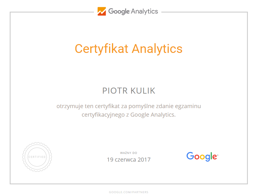 Google Analytics certificate