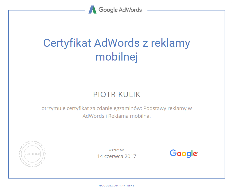 Google Ads certification for mobile advertising