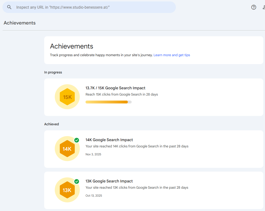 Google Search Console Achievements -1