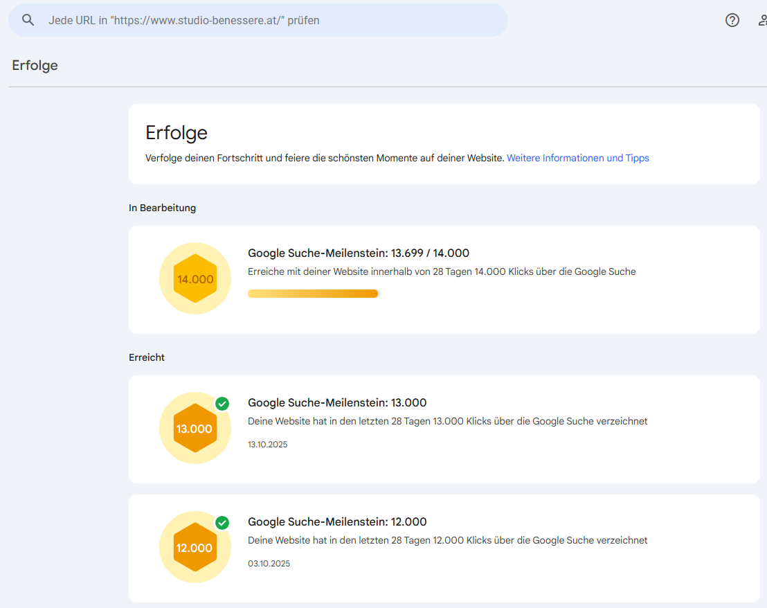 Search Console growth milestones