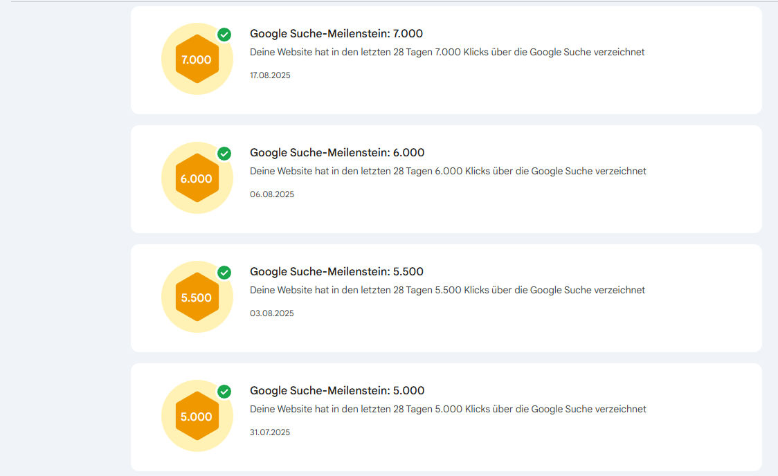 Further original Search Console milestones