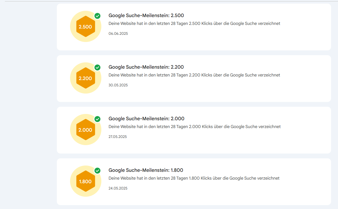 Earlier Search Console click milestones